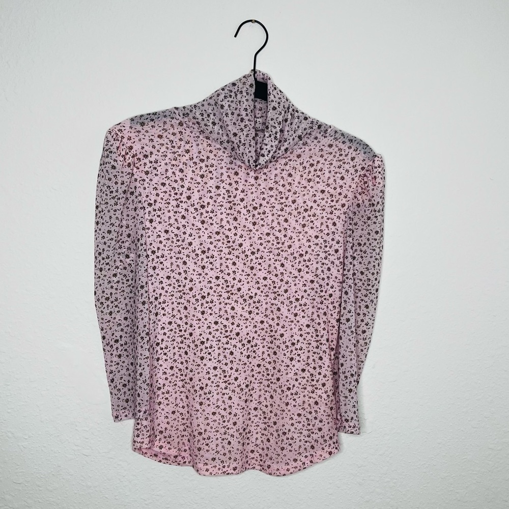 Free People Pink Sheer sleeve Floral top
